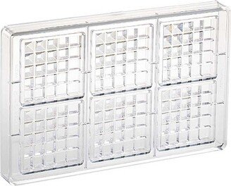 Martellato Clear Polycarbonate Chocolate Mold, Square Bar, 6 Cavities, Each 70mm x 70mm x 11mm High