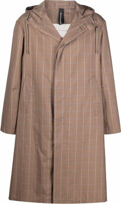 Check-Pattern Hooded Raincoat