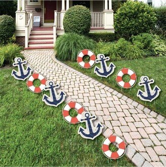 Big Dot Of Happiness Ahoy - Nautical Anchor Lawn Decor - Outdoor Party Yard Decor - 10 Pc