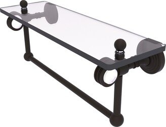 16 Inch Glass Shelf with Towel Bar and Dotted Accents