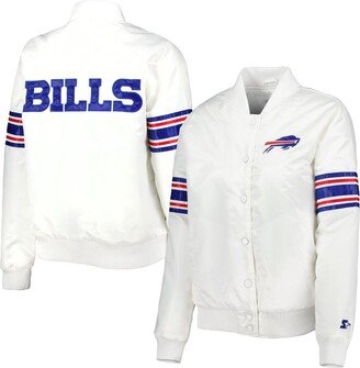 Women's Starter White Buffalo Bills Line Up Satin Full-Snap Varsity Jacket