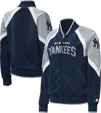 Women's Starter Navy New York Yankees Touchdown Raglan Full-Zip Track Jacket