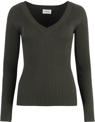 Plunging V-Neck Knitted Top