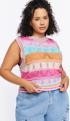 Plus Size Colorblock Sweater Vest