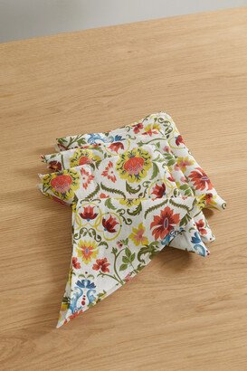 Cabana - Rinascimento Set Of Four Floral-print Linen Napkins - Multi