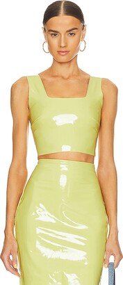 Faux Patent Leather Crop Top-AB