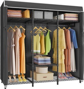 VIPEK V30C Garment Rack Heavy Duty Portable Closet with Cover Clothes Racks, Wardrobe Closet Black Metal Closet Rack with Black Cover