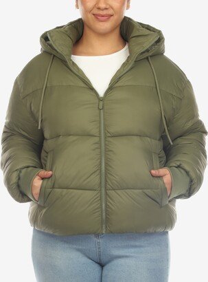 Plus Size Hooded Bomber Puffer Coat