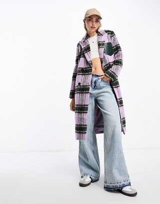 Urban Revivo applique patch detail tailored coat in lilac check