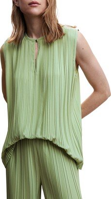 Pleated Keyhole Blouse