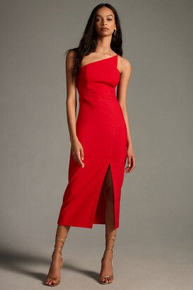 By One-Shoulder Slim Midi Dress