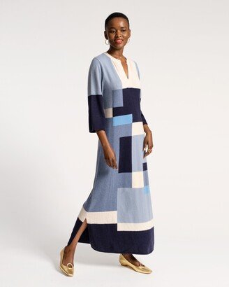 Classic Colorblock Maxi Dress Blue