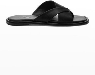 Yuri Crisscross Leather Thong Sandals