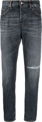 Tapered-Leg Ripped-Detail Jeans