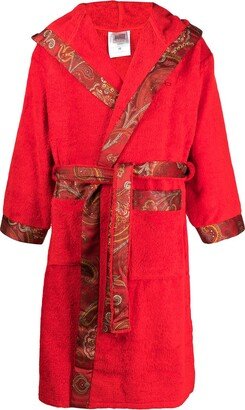 Paisley-Trim Cotton Robe