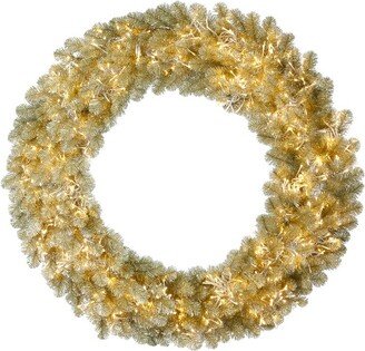 Champagne Artificial Christmas Wreath, Warm White LED 3MM 8 Function Lights