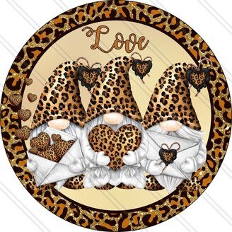 Love Leopard Gnomes Sign - Valentines Print Hearts & Metal