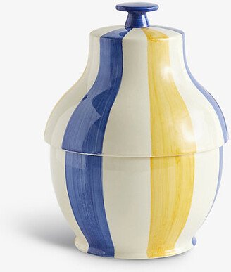 Blue And Yellow Sobremesa Stripe Stoneware Cookie jar 25cm