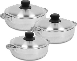 3pc 1.6qt/3.2qt/4.6qt Polished Aluminum Caldero Set