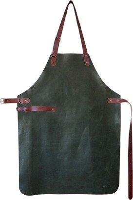 Yako&Co Premium Genuine Leather Apron - Green Forest A