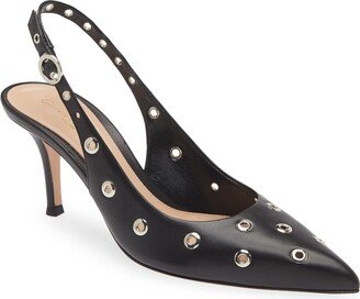 Grommet Detail Pointed Toe Pump