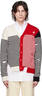 White & Red Mega Shred Cardigan