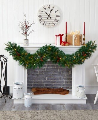 Mixed Pine Artificial Christmas Garland with Lights, Berries and Pinecones, 72