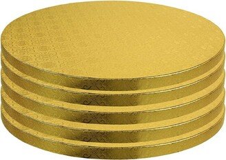 O'Creme Round Cake Board, Gold Foil with Design, Sturdy, Durable & Disposable Drums, 1/2