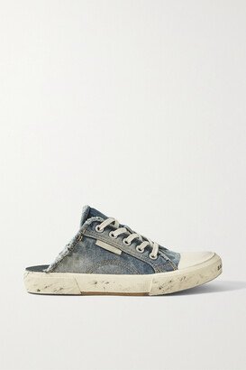 Paris Distressed Denim Slip-on Sneakers - Blue
