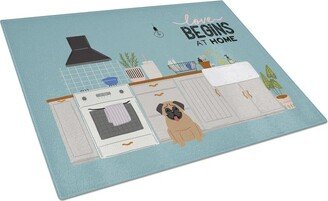 CK7709LCB Brown Pug Kitchen Scene Glass Cutting Board