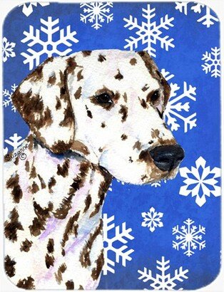 SS4607LCB Dalmatian Winter Snowflakes Holiday Glass Cutting Board