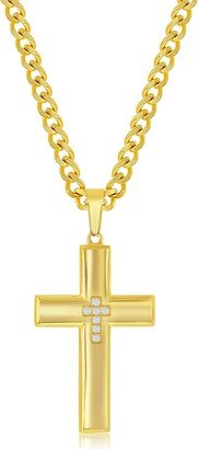 BLACKJACK Men's Cubic Zirconia Cross Pendant Necklace