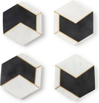 Gauri Kohli Dakota White Marble Coasters, Set of 4