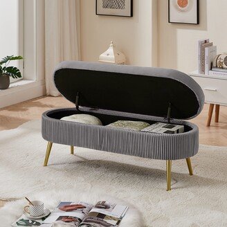 OMMGG 43.7'' Oval Storage Bench with Golden Hardware Legs