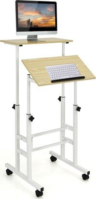 Mobile Standing Desk Rolling Adjustable Laptop Cart Home