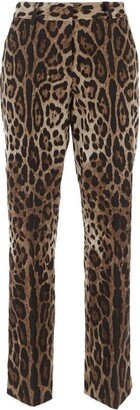 Leopard-Printed High-Waist Cropped Trousers