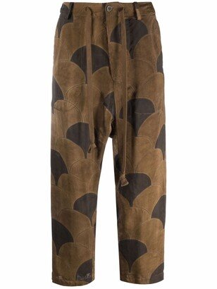 Geometric-Print Cropped Trousers