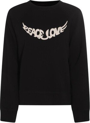 Slogan-Print Crewneck Long-Sleeved Sweatshirt