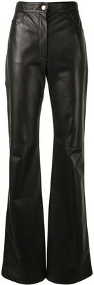 High-Waisted Leather Trousers-AF