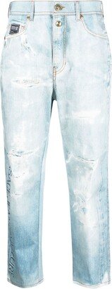 Tapered-Leg Distressed-Finish Trousers