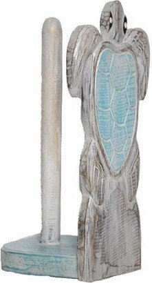 Turtle Paper Towel Holder Hand Carved Kitchen Decoration Décor Nautical Statue Sculpture