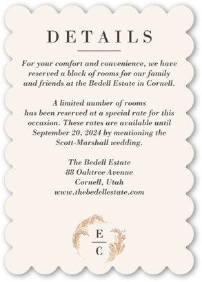 Enclosure Cards: Autumn Grass Wedding Enclosure Card, Beige, Pearl Shimmer Cardstock, Scallop