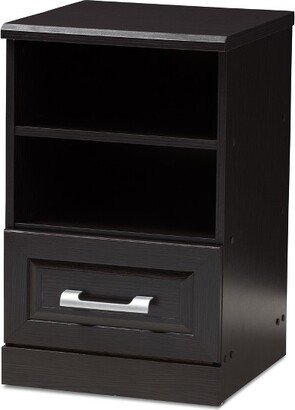 Odelia Modern and Contemporary Finished 1 Drawer Nightstand Dark Brown