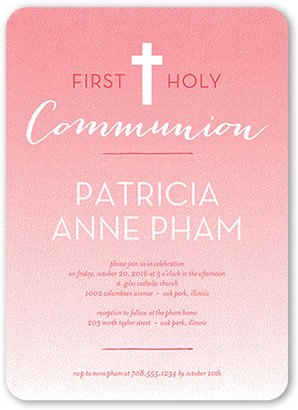 First Communion Invitations: Clean Communion Girl Communion Invitation, Pink, Standard Smooth Cardstock, Rounded