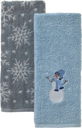 2pc Snowman Sled Hand Towel Set