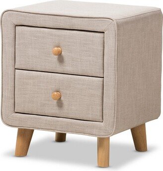 Jonesy Mid - Century Linen Upholstered 2 - Drawer Nightstand - Buff Beige