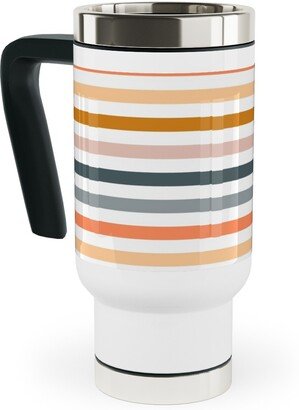 Travel Mugs: Multicolor Stripes - Warm Travel Mug With Handle, 17Oz, Multicolor