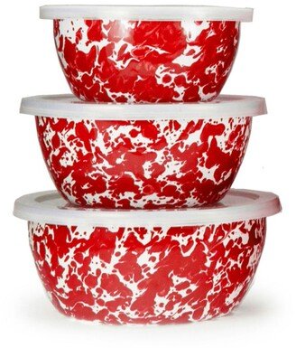 Red Swirl Enamelware Collection Nesting Bowls, Set of 3