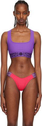 Purple Greca Border Sport Bra