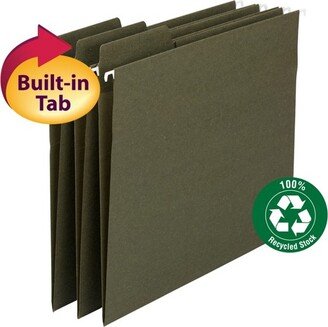 Smead 100% Recycled FasTab Hanging File Folder, 1/3-Cut Built-In Tab, Letter Size, Moss, 20 per Box (64037)